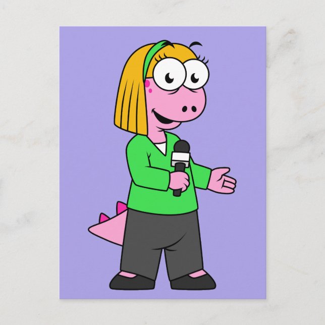 Cartão Postal Ilustração De Um Repórter De Notícias Do Allosauru (Frente)
