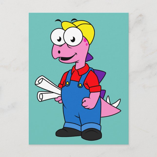 Cartão Postal Ilustração De Um Trabalhador De Construção De Steg (Frente)