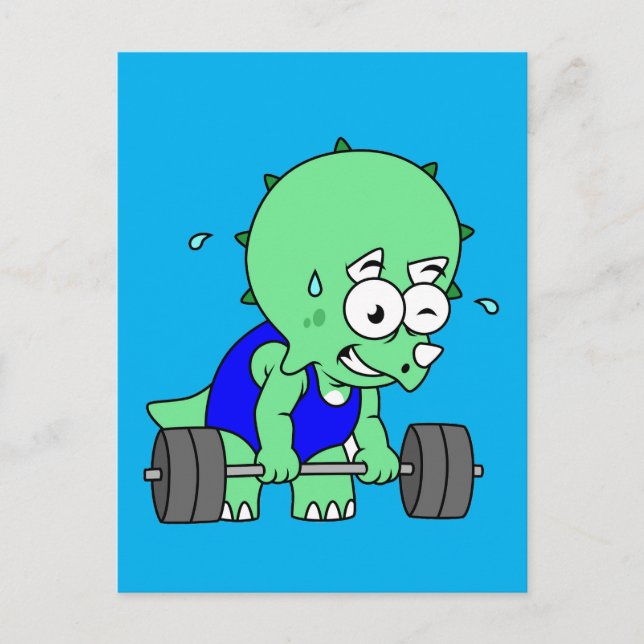 Cartão Postal Ilustração De Um Tricerátopo De Pesos. (Frente)