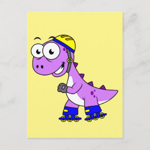 Cartão Postal Ilustração de um Tyrannosaurus Rex patinando.