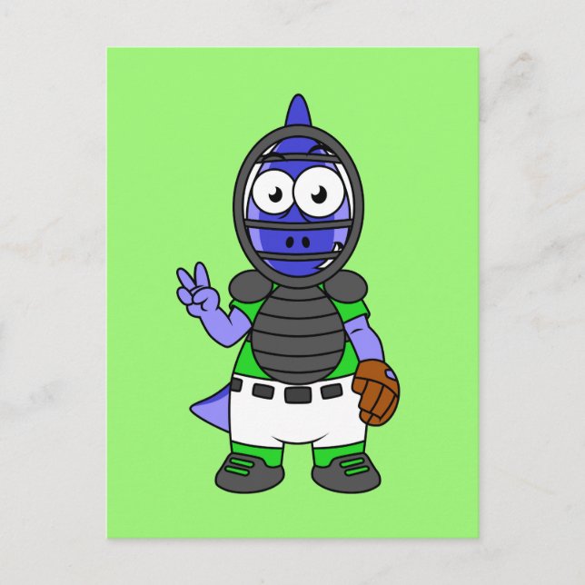 Cartão Postal Ilustração De Uma Caçadora De Basebol De Parasauro (Frente)