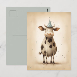 Cartão Postal Ilustração de Vaca Feliz