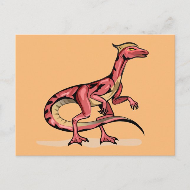 Cartão Postal Ilustração De Velociraptor. (Frente)
