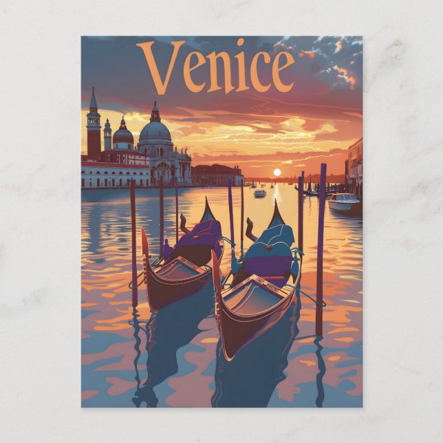 Cartão Postal Ilustração de Veneza (Frente)