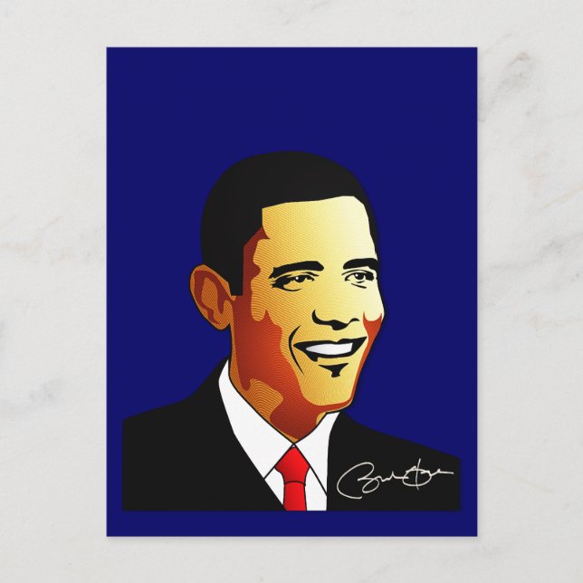 Cartão Postal Ilustração de Vetor de Barack Obama (Frente)