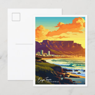 Cartão Postal Ilustração de viagem antiga Cidade do Cabo África 