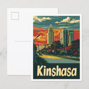 Cartão Postal Ilustração de Viagem Antiga Kinshasa Congo