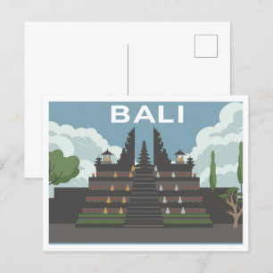 Cartão Postal Ilustração de viagem ao templo Besakih Bali Indoné