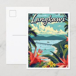 Cartão Postal Ilustração de Viagem artístico da Malásia Langkawi