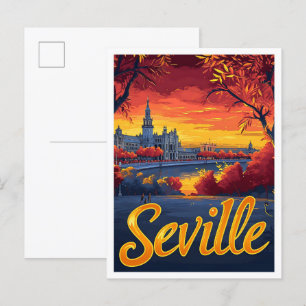 Cartão Postal Ilustração de Viagem artístico de Espanha de Sevil