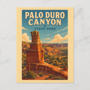 Cartão Postal Ilustração de viagem da arte do Canyon Palo Duro T