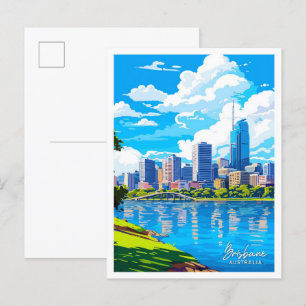 Cartão Postal Ilustração de Viagem da Austrália Brisbane