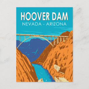 Cartão Postal Ilustração de viagem da Barragem Hoover Arizona Ne