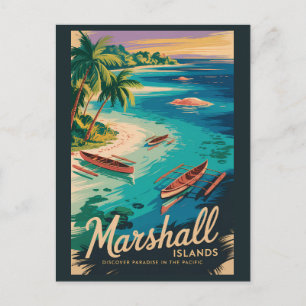 Cartão Postal Ilustração de viagem da costa das Ilhas Marshall A