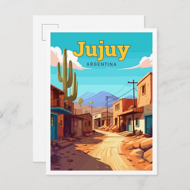 Cartão Postal Ilustração de Viagem da Jujuy Argentina (Frente/Verso)