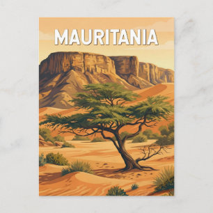 Cartão Postal Ilustração de viagem da Mauritânia Arte Vintage