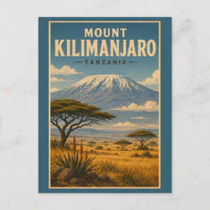 Cartão Postal Ilustração de viagem da Montanha Kilimanjaro Tanzâ