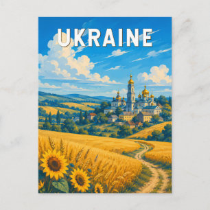 Cartão Postal Ilustração de viagem da Ucrânia Arte Vintage