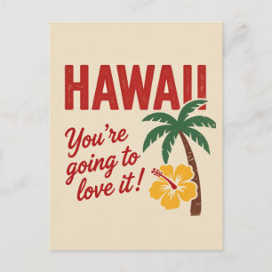 Cartão Postal Ilustração de Viagem das Ilhas Havaianas Vintage R