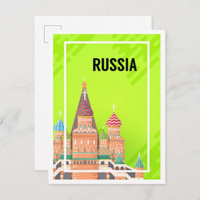Cartão Postal Ilustração de Viagem de Arte da Rússia em Moscou (Frente/Verso)