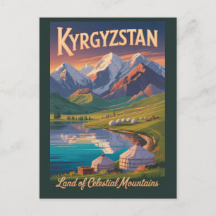Cartão Postal Ilustração de Viagem de Arte das Montanhas do Quir