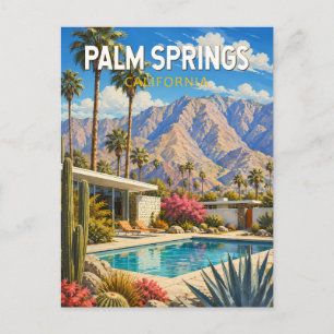 Cartão Postal Ilustração de Viagem de Arte de Palm Springs Calif