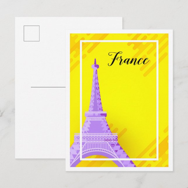 Cartão Postal Ilustração de Viagem de Arte de Paris Eiffel (Frente/Verso)