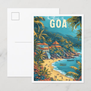 Cartão Postal Ilustração de Viagem de Arte de Pintura em Goa Bea
