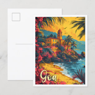 Cartão Postal Ilustração de Viagem de Arte de Pintura em Goa Bea