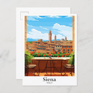 Cartão Postal Ilustração de Viagem de Arte de Siena Itália