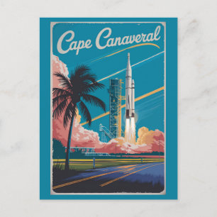 Cartão Postal Ilustração de viagem de arte do Cabo Canaveral Fló
