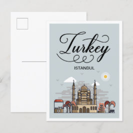 Cartão Postal Ilustração de Viagem de Arte em Istambul na Turqui