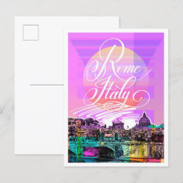 Cartão Postal Ilustração de Viagem de Arte em Roma Itália