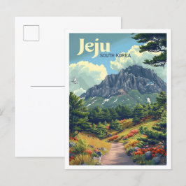 Cartão Postal Ilustração de Viagem de Arte Imagem de Jeju Coreia