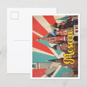 Cartão Postal Ilustração de Viagem de Arte Pop da Rússia em Mosc