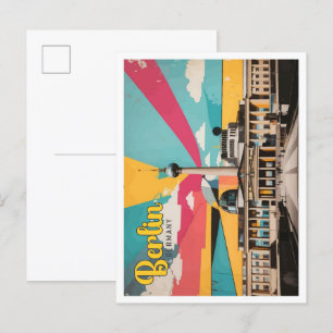 Cartão Postal Ilustração de Viagem de Arte Pop de Berlim Alemanh