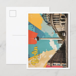 Cartão Postal Ilustração de Viagem de Arte Pop de Berlim Alemanh