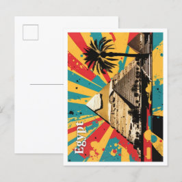 Cartão Postal Ilustração de Viagem de Arte Pop no Egito em Pirâm