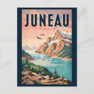 Cartão Postal Ilustração de Viagem de Arte Vint de Juneau Alasca