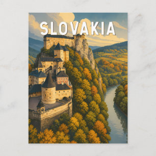 Cartão Postal Ilustração de viagem de arte vintage da Eslováquia