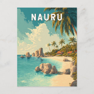 Cartão Postal Ilustração de Viagem de Arte Vintage de Nauru