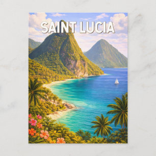Cartão Postal Ilustração de viagem de arte vintage de Santa Lúci