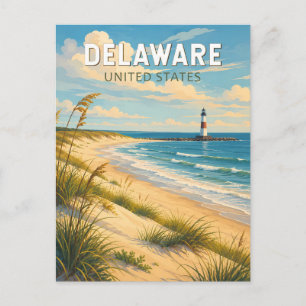 Cartão Postal Ilustração de Viagem de Arte Vintage Delaware