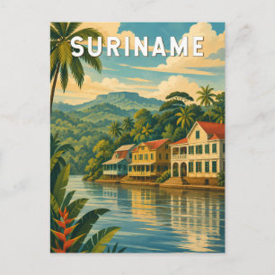 Cartão Postal Ilustração de viagem de arte vintage do Suriname