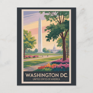 Cartão Postal Ilustração de viagem de arte vintage em Washington