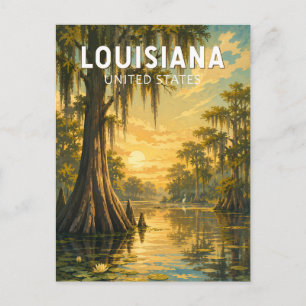 Cartão Postal Ilustração de Viagem de Arte Vintage Louisiana