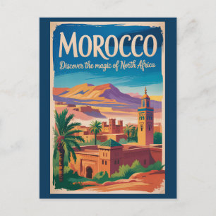 Cartão Postal Ilustração de Viagem de Arte Vintage Marrocos