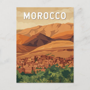Cartão Postal Ilustração de Viagem de Arte Vintage Marrocos