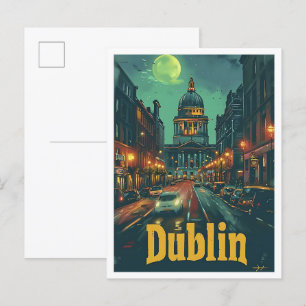 Cartão Postal Ilustração de Viagem de Arte Vintage na Irlanda de