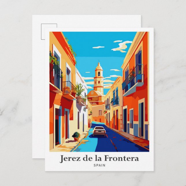 Cartão Postal Ilustração de Viagem de Espanha Jerez de la Fronte (Frente/Verso)